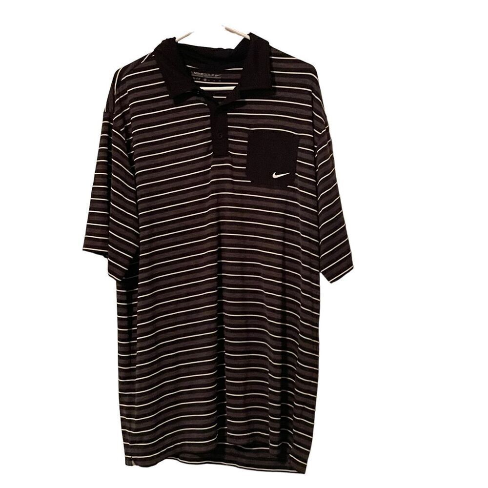 Nike Mens Multicolor Stretch Dri Fit Golf Stripe Polo Shirt XL